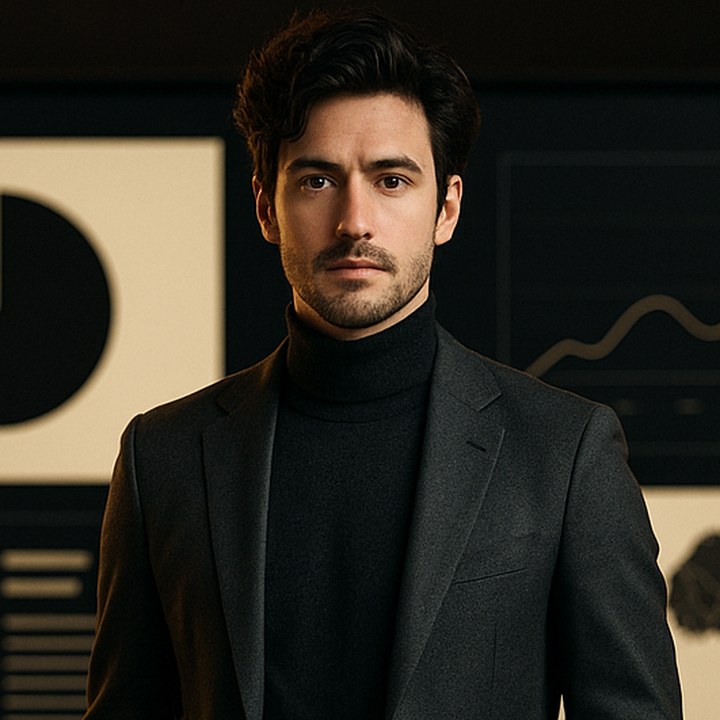 Portrait representing Simon, decks and design.